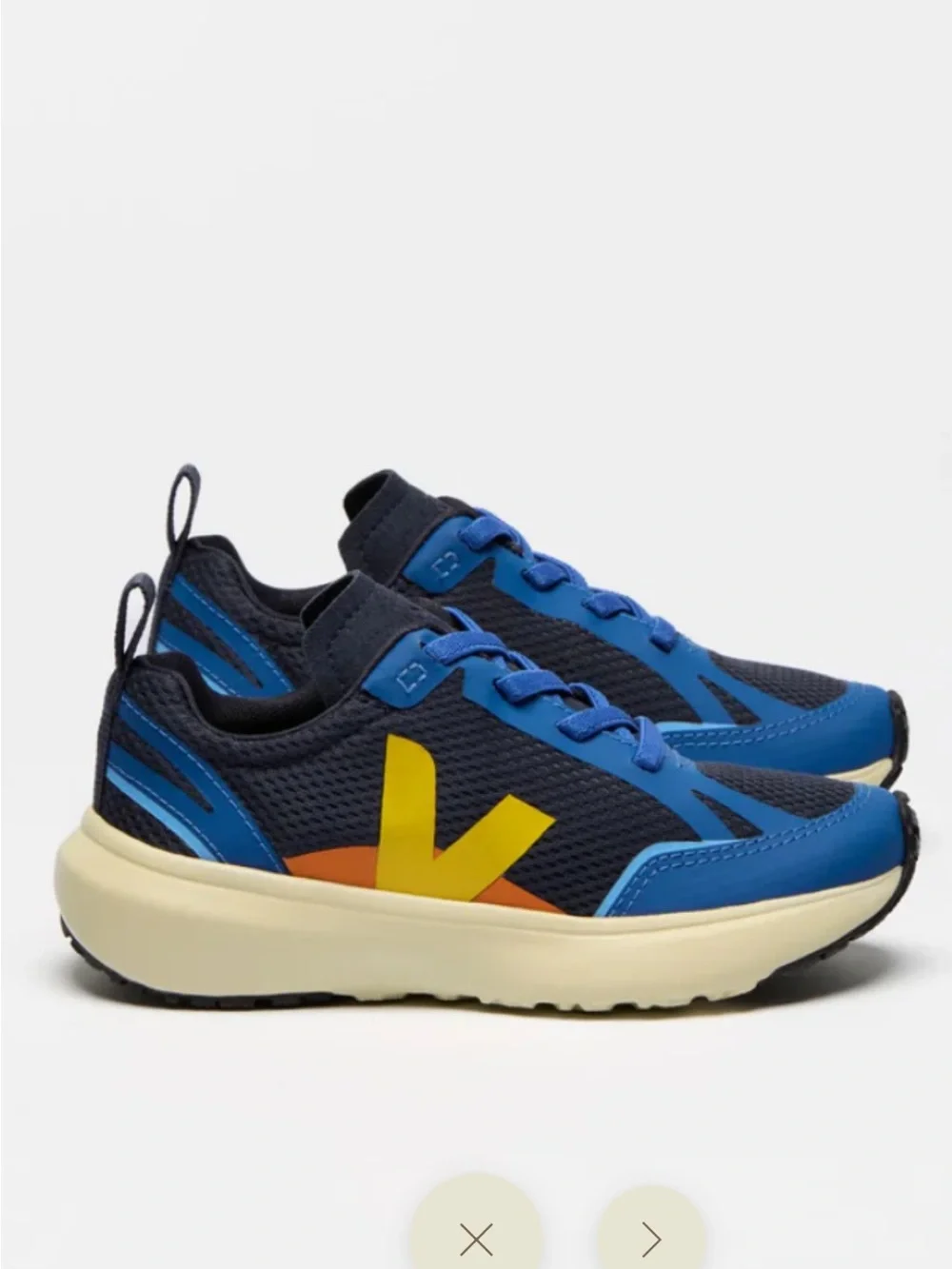 Veja Kids Navy & Bright Blue Sneakers with Yellow V